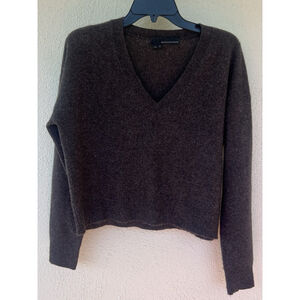 360Cashmere Brown 100% Cashmere Sweater V Neck Long Sleeve Soft Knit XS Luxury